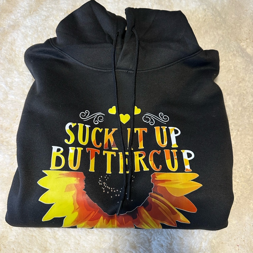 Black Hoodie with Sunflower Graphic